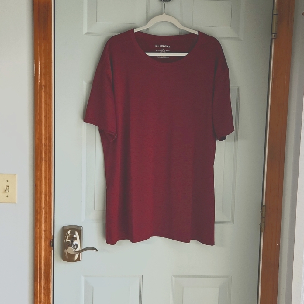Real Essential, Mens,NWOT, Sz 2XL,  Dark Marley Cranberry, Short Sleeves